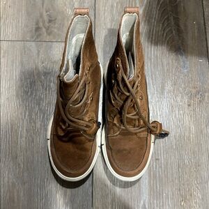 Sorel Tan and Cream High-Top Sneakers